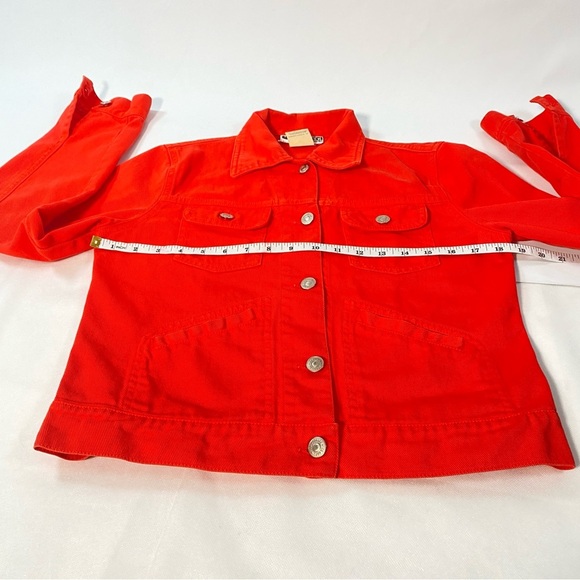 Les Copains Misselleci Vintage Jeans Crop Jacket Orange Red Size 40EU or S US - Picture 5 of 10